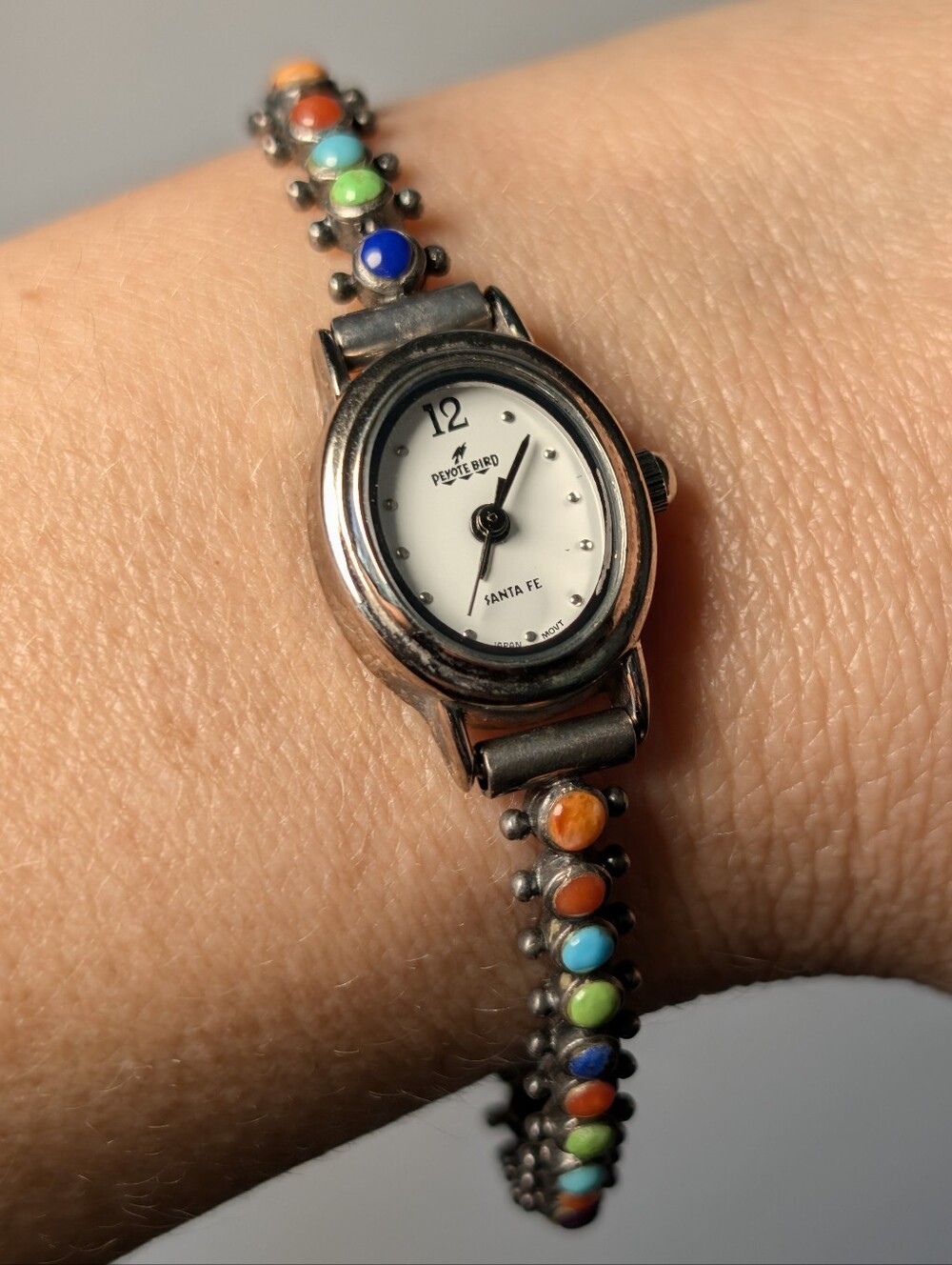 Rare Authentic Peyote Bird Designs Santa Fe Sterling Silver Multi-Stone Watch